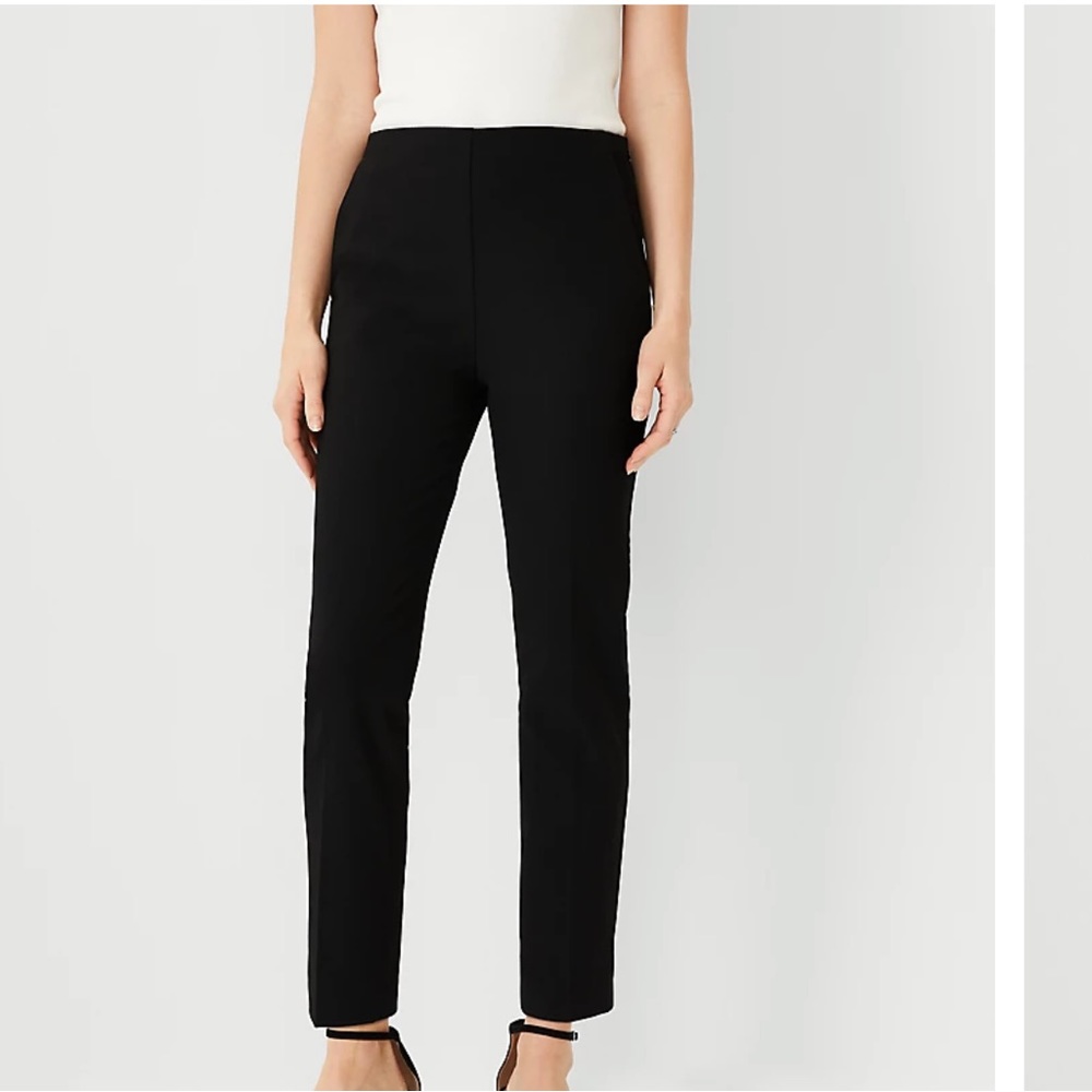 Ann Taylor The High Rise Side Zip Ankle Pant in Bi-Stretch size 10 black